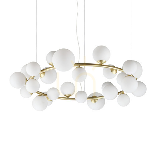 Prüfen Pendelleuchte Ideallux Perlage 363370 weiß/messing 25-flammig Ø103,5 cm