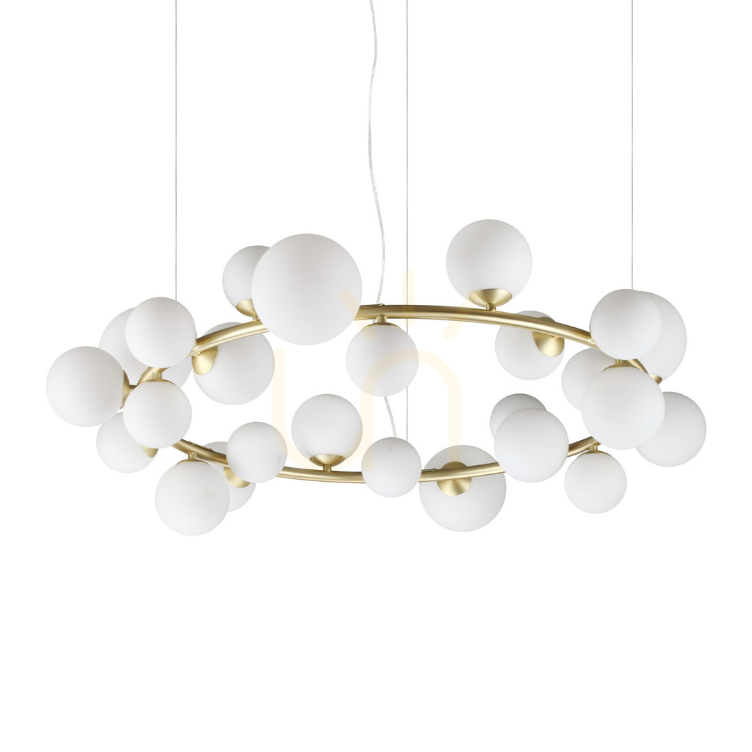 Prüfen Pendelleuchte Ideallux Perlage 363370 weiß/messing 25-flammig Ø103,5 cm Pendelleuchte Ideallux Perlage 363370 weiß/messing 25-flammig Ø103,5 cm