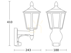 Fassadenleuchte Steinel L 16 S schwarz, Bewegungsmelder 180°/10 m, E27, IP44 small 3
