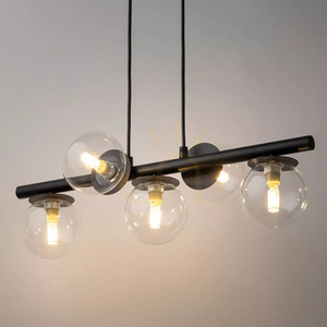 Pendelleuchte Sigma Avola 5-flammig schwarz transparent Glas 40791 small 1