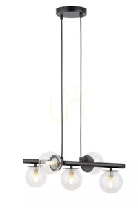 Pendelleuchte Sigma Avola 5-flammig schwarz transparent Glas 40791 small 0
