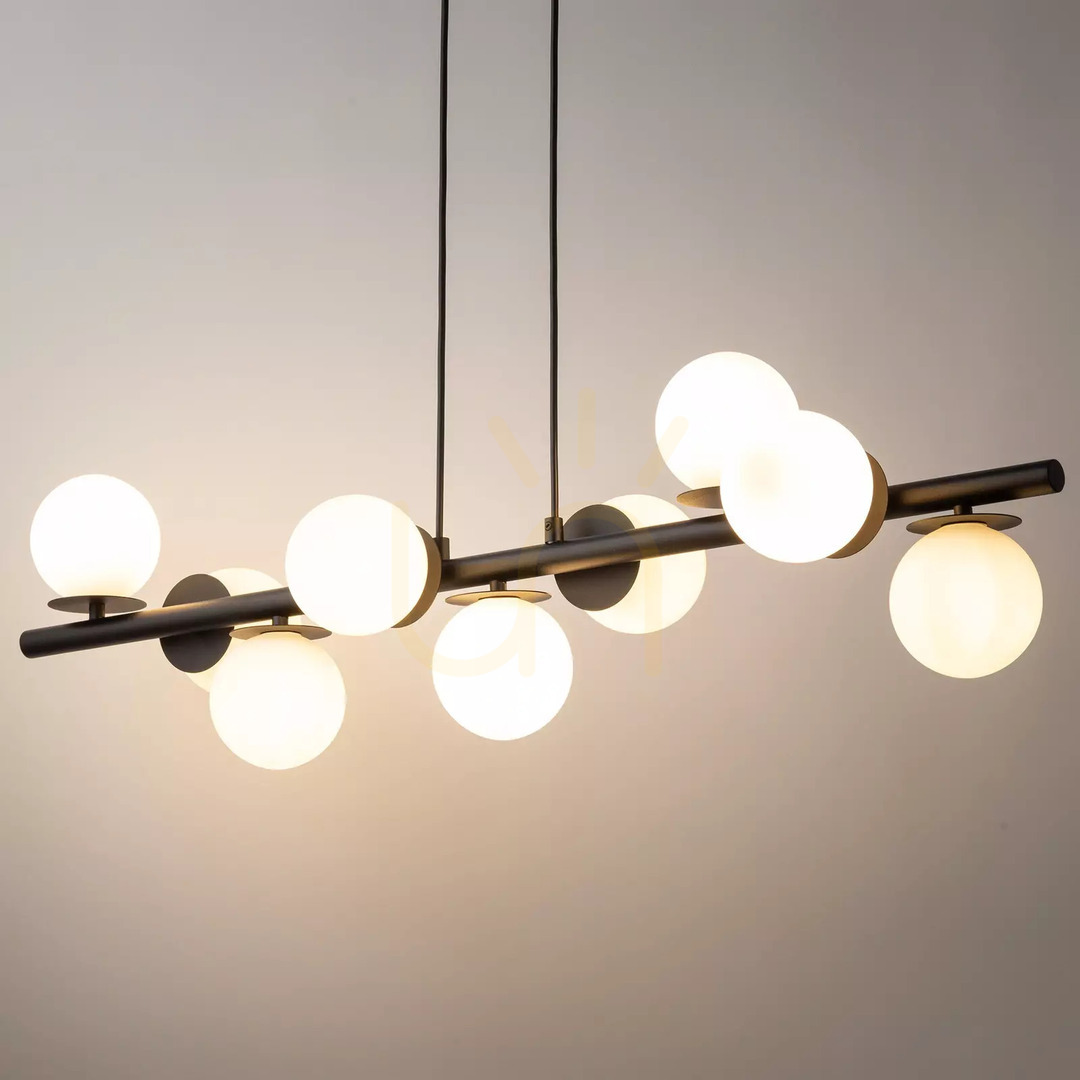 Aussicht Pendelleuchte Sigma AVOLA 9-flammig schwarz/weiß Glas G9 40789 Pendelleuchte Sigma AVOLA 9-flammig schwarz/weiß Glas G9 40789