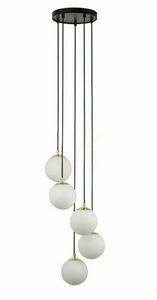 Pendelleuchte Sigma Piano 5-flammig schwarz Messing Glas G9 33659 small 0