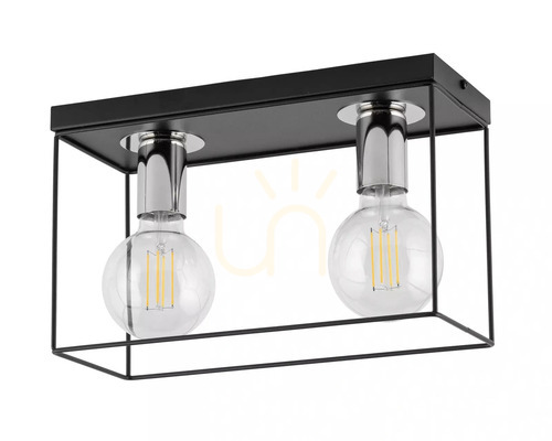Prüfen Plafon Sigma VOX 2x E27 Schwarz/Silber 34 cm 40699
