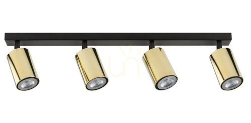 Prüfen Plafond Sigma Zoom 4-flammig schwarz Messing GU10 33509