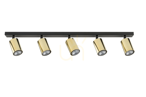 Prüfen Plafond Sigma Zoom 5-flammig Schwarz Messing GU10 33600