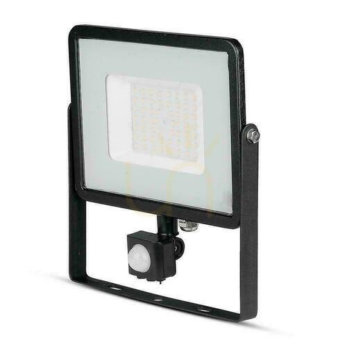 Prüfen V-TAC 50W SAMSUNG CHIP LED-Flutlicht Bewegungsmelder Cut-OFF Funktion schwarz VT-50-S-B 6400K 4000lm 5 Jahre Garantie