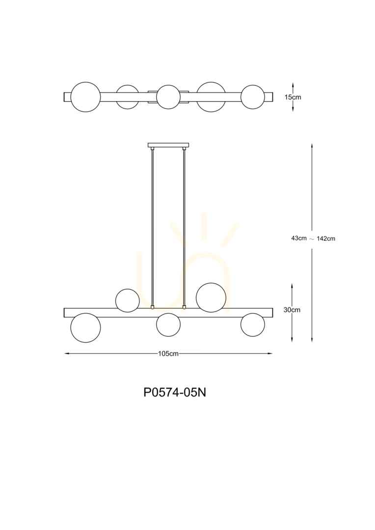 Aussicht FORES Pendelleuchte P0574-05N-V6AA Gold 5xG9. FORES Pendelleuchte P0574-05N-V6AA Gold 5xG9.