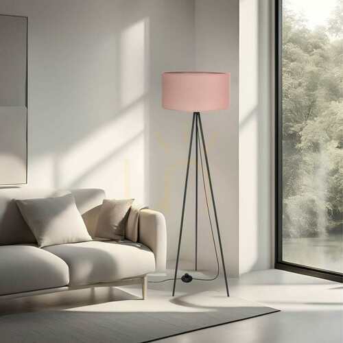 Prüfen Stehleuchte CANDELLUX SHANTI 51-38715, schwarz mit Schirm in hellem Mauve, 1×E27 40 W