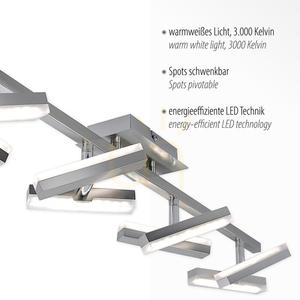 LED-Deckenleuchte RICO 11278-55 stahlfarben mit 8 schwenkbaren Köpfen 16,4 W 3000 K small 3