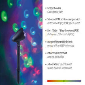 JUST LIGHT DISCO 19035-18 LED-Gartenprojektor mit Erdspieß, schwarz, RGB, 3 W small 2
