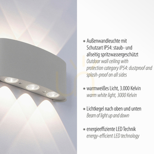 Silberne LED-Wandleuchte CARLO 9488-21 6×LED small 3
