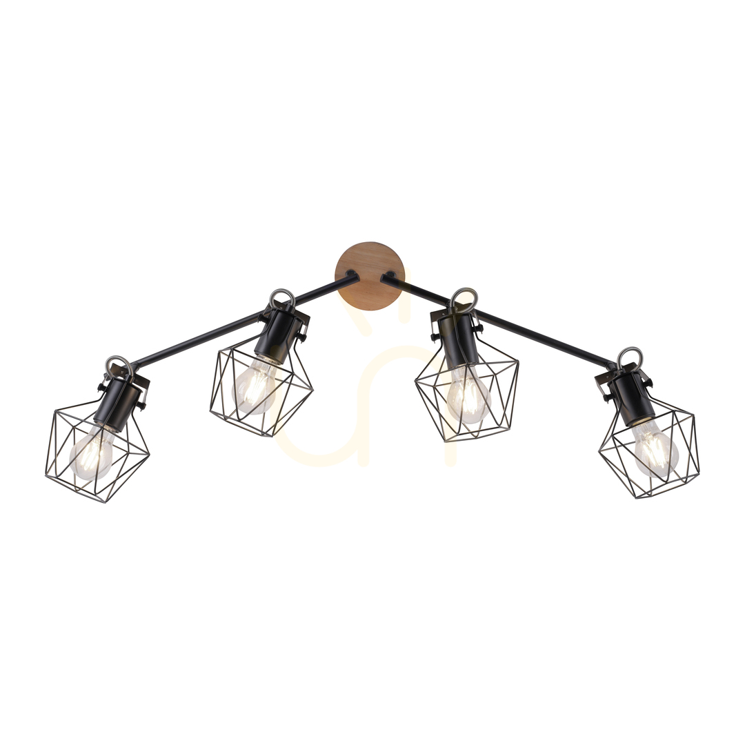 Prüfen Plafond JARO 15674-78 Schwarz 4xE27 Plafond JARO 15674-78 Schwarz 4xE27