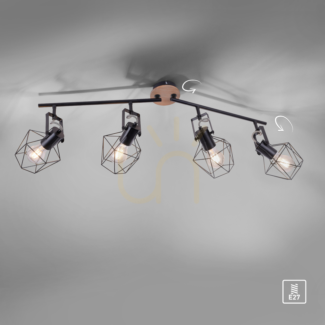 Aussicht Plafond JARO 15674-78 Schwarz 4xE27 Plafond JARO 15674-78 Schwarz 4xE27