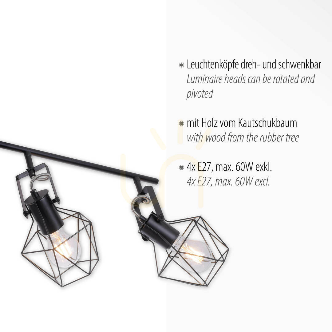 Anzeige Plafond JARO 15674-78 Schwarz 4xE27 Plafond JARO 15674-78 Schwarz 4xE27