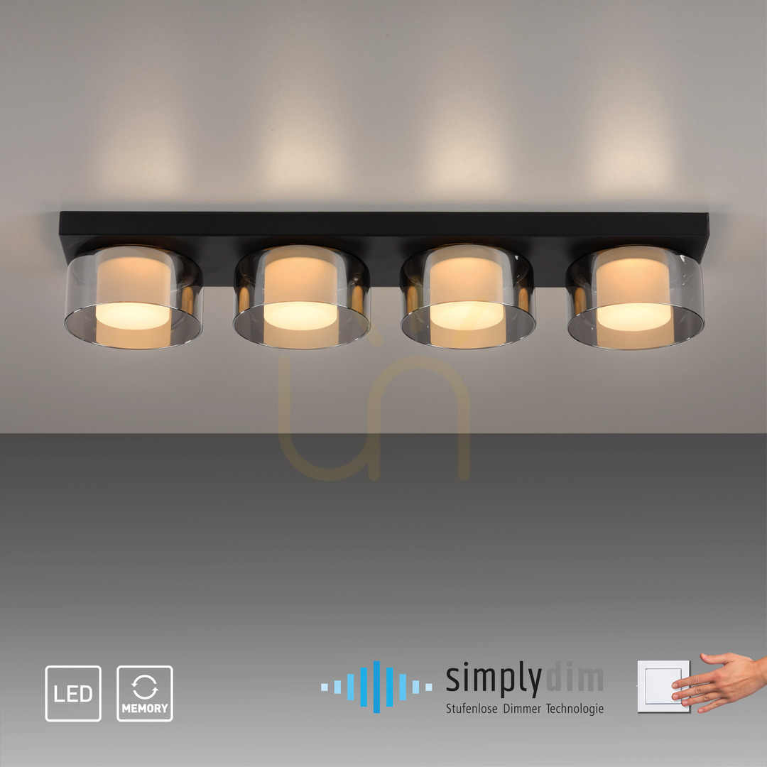 Aussicht Plafond RIKA 6164-18 Schwarz 4xLED Plafond RIKA 6164-18 Schwarz 4xLED