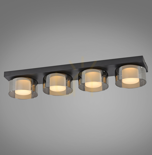 Prüfen Plafond RIKA 6164-18 Schwarz 4xLED