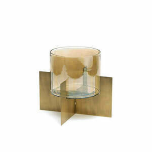 Goldene Hurricane-Vase niedrig 26 cm Handarbeit small 0