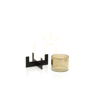 Handgefertigte Windlicht Laterne Schwarz 13x10x13 cm small 2