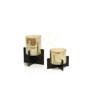 Handgefertigte Windlicht Laterne Schwarz 13x10x13 cm small 3