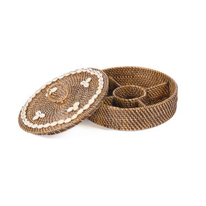 BAZAR BIZAR Rattan-Korb mit Fächern Naturbraun 30 × 30 × 9,5 cm small 10