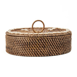 BAZAR BIZAR Rattan-Korb mit Fächern Naturbraun 30 × 30 × 9,5 cm small 4