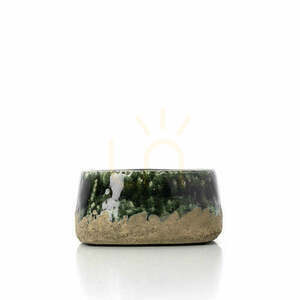 Niedrige Pflanzschale The Moss Bowl, Steinzeug, Betongrün, Ø 16,5 cm, H 8 cm small 0