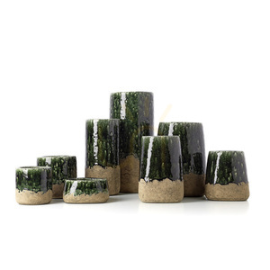 Steinzeugvase BAZAR BIZAR Moss Cylinder L, grün-beige, 38 cm small 3