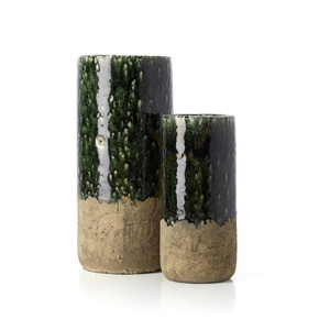 Steinzeugvase BAZAR BIZAR Moss Cylinder L, grün-beige, 38 cm small 4