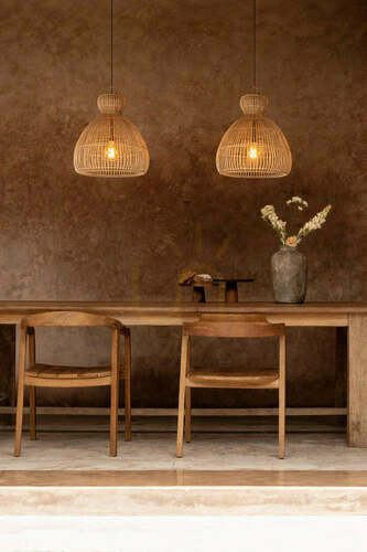 Prüfen Pendelleuchte Matcha-Besen Natur S 50 cm Handmade Pendant Lamps