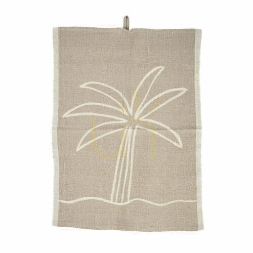 Prüfen Leinen-Küchentuch Palm Tree Natural White 50x70 cm