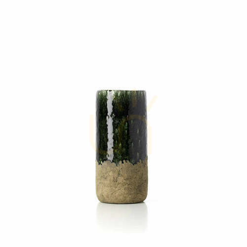 Prüfen Vase Beton Grün M 13,5 x 29,5 cm Moos-Zylinder
