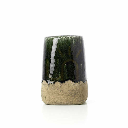 Prüfen Pflanzgefäß The Moss konisch Beton grün M Planters Handarbeit
