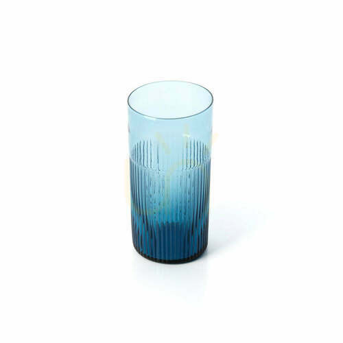 Prüfen Geriffeltes hohes Trinkglas Bazar Bizar Azure Blau, 15,3 cm
