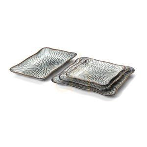 Quadratischer Teller Lotus Ice Grau Braun M small 2