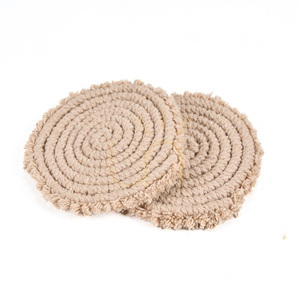 Baumwolluntersetzer Beige 12 x 12 cm small 3