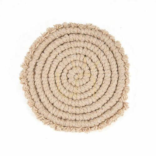 Prüfen Baumwolluntersetzer Beige 12 x 12 cm