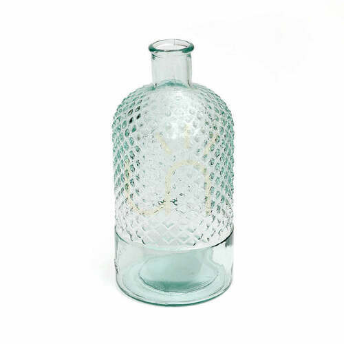 Prüfen Dekorative Glasflasche Blau M Glass Collection 14x14x28 cm