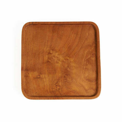 Prüfen Teak-Teller quadratisch Natur XS 8,5 x 8,5 cm