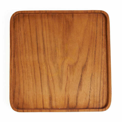 Prüfen Teller quadratisch Teakholz Natur 20x20 cm Teak Root Collection M