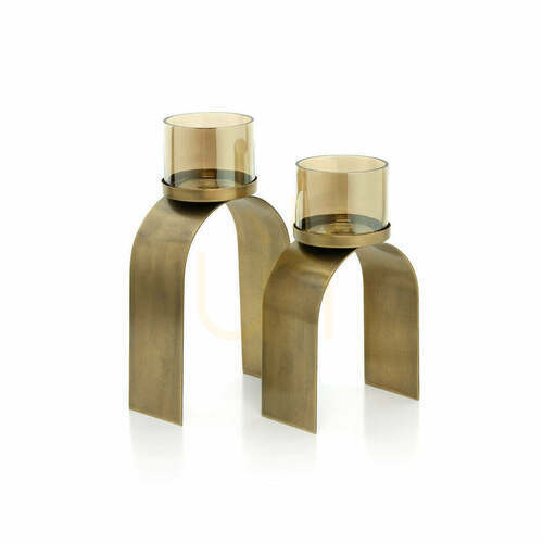 Prüfen BAZAR BIZAR Bow Glow Teelichthalter aus Messing, Gold, 2er-Set