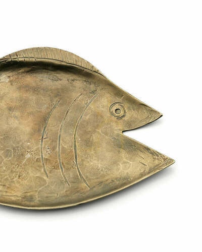 Prüfen Messingtablett in Fischform Bazar Bizar Dori L, goldfarben, 18×12 cm