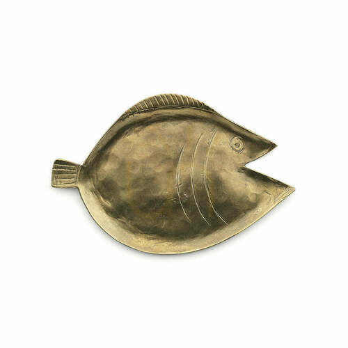 Prüfen Messingtablett in Fischform Bazar Bizar Dori L, goldfarben, 18×12 cm