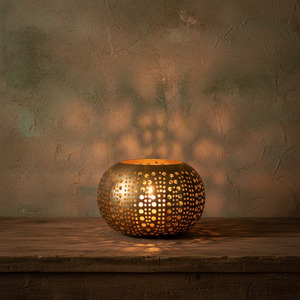 Handgefertigter Aufbewahrungskorb Polka Dots Gold M 16x16x10 cm small 1