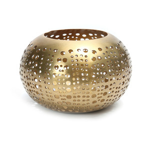 Handgefertigter Aufbewahrungskorb Polka Dots Gold M 16x16x10 cm small 2