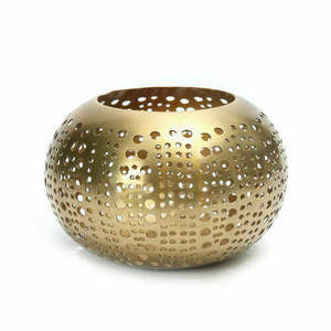 Handgefertigter Aufbewahrungskorb Polka Dots Gold M 16x16x10 cm small 0
