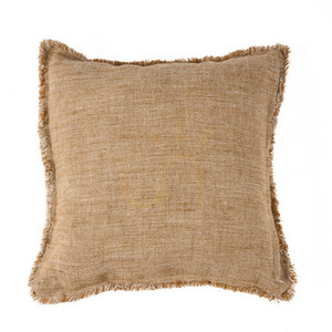 Kissenbezug Sahara Fransen Naturbraun 50x50 cm small 2