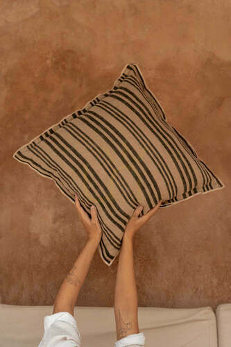 Prüfen Kissenbezug Nordic Stripe Natural Black 50x50 cm