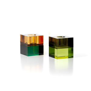Kerzenhalter BAZAR BIZAR The Gem Blocks Green Smoke aus Recyclingglas 5,5 cm small 5