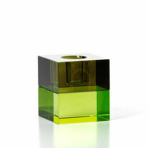Kerzenhalter BAZAR BIZAR The Gem Blocks Green Smoke aus Recyclingglas 5,5 cm small 0